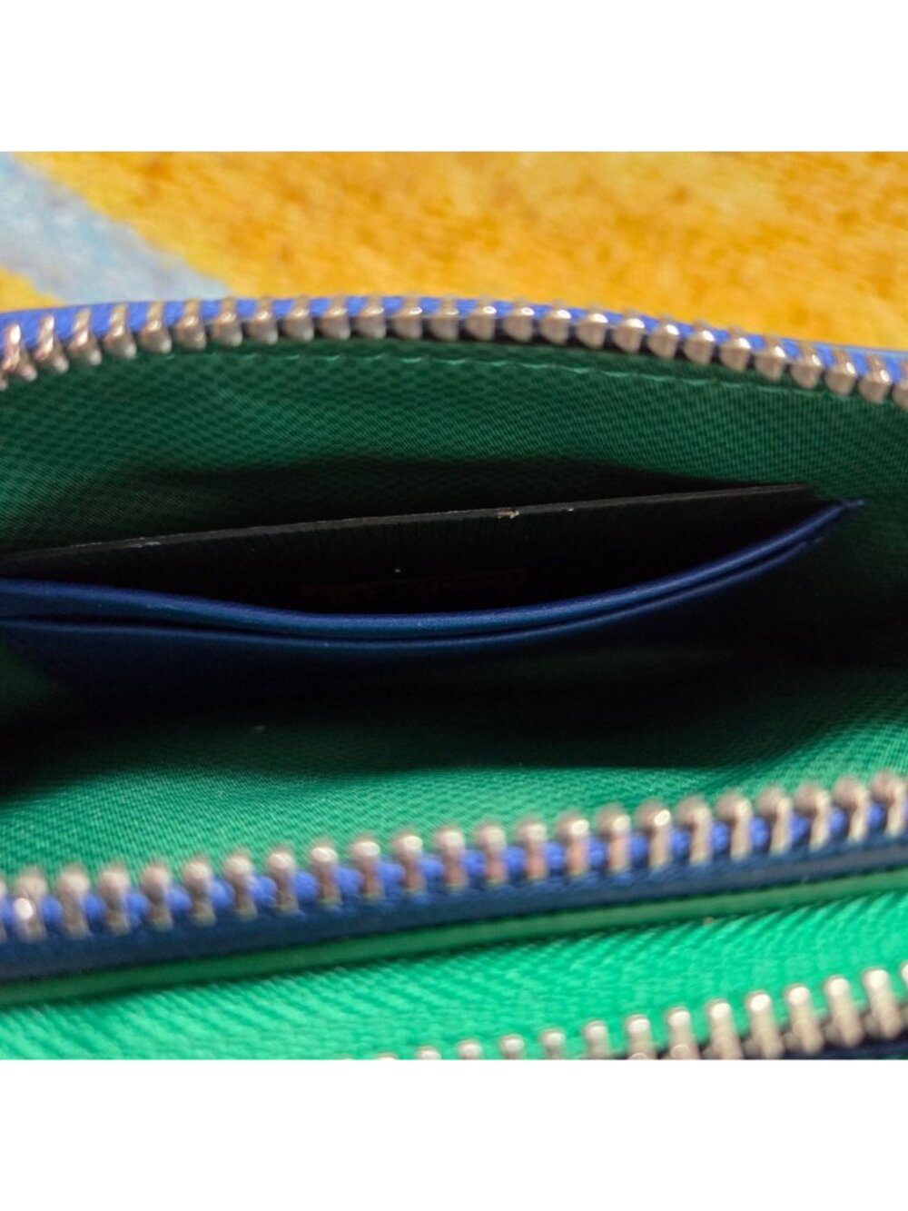 Tumi Prism Double Zip Phone Case Clutch Wallet Green and Blue - Picture 5 of 7
